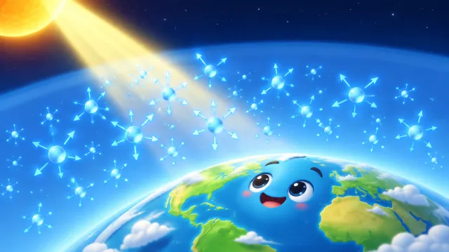 Tiny air particles scatter blue